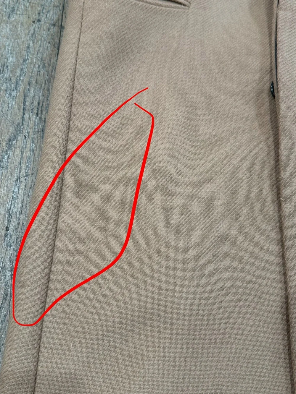 Theory Manroe Traceable Melton Wool Cashmere Overcoat Camel Men's Size S flawed